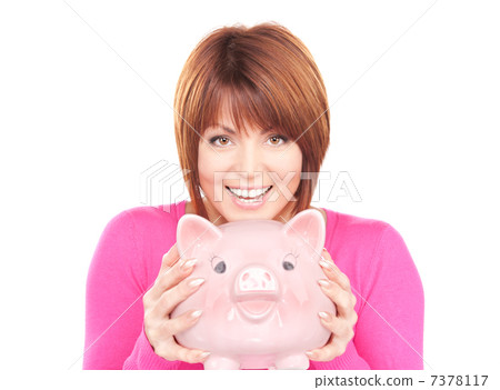 lovely woman with piggy bank lovely woman with piggy bank 7378117