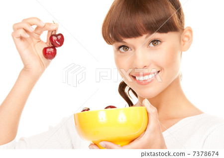 woman with cherries 7378674