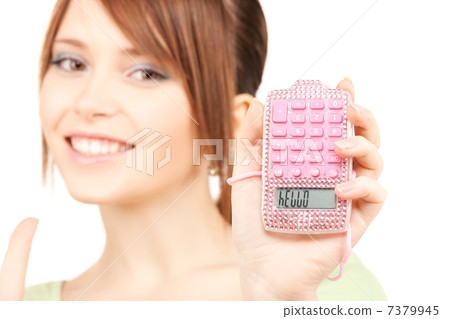 lovely teenage girl with calculator lovely teenage girl with calculator 7379945