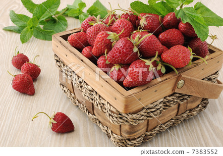 Basket full of strawberries on the table Basket full of strawberries on the table 7383552