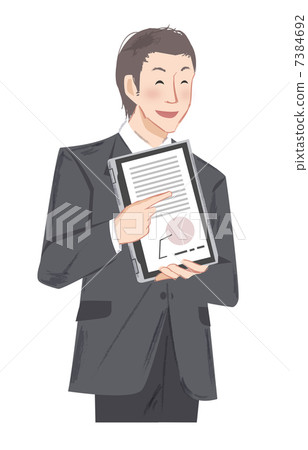 一位銷售人員展示了一台超薄筆記本電腦 7384692