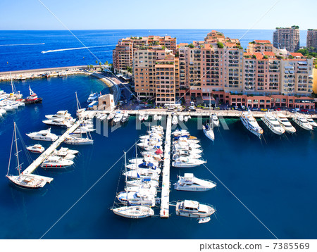 Fontvieille, new district of Monaco. panoramic view of marina 7385569