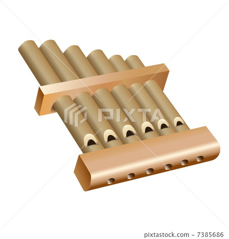 Musical background series. Traditional Pan flute, isolated in white background Musical background series. Traditional Pan flute, isolated in white background 7385686