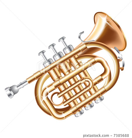 Musical background series. Classical mini trumpet,, isolated in white background 7385688