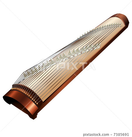 Musical background series. Traditional Japanese koto, isolated in white background Musical background series. Traditional Japanese koto, isolated in white background 7385691