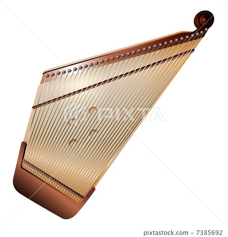 Musical background series. Traditional Latvian kokle, isolated in white background 7385692