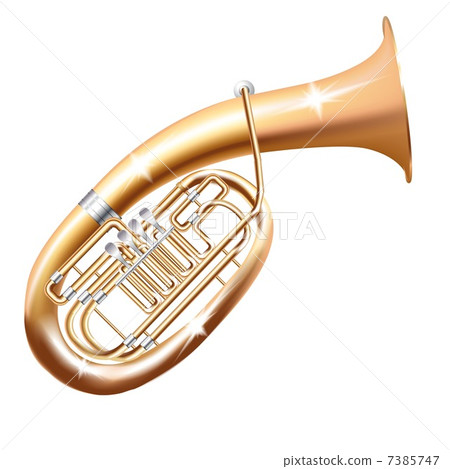 Musical background series. Classical Wagner tuba, isolated in white background 7385747