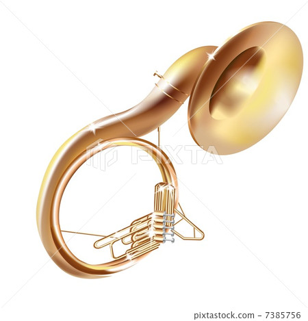 Musical background series. Classical sousaphone, isolated in white background 7385756