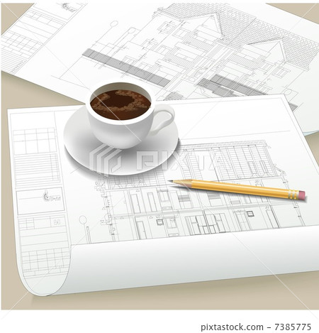 Architectural background. Part of architectural project, architectural plan, technical project, 7385775