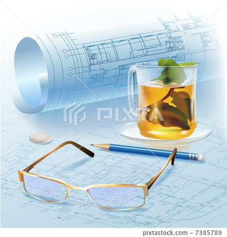 Architectural background. Part of architectural project, architectural plan, technical project Architectural background. Part of architectural project, architectural plan, technical project 7385789
