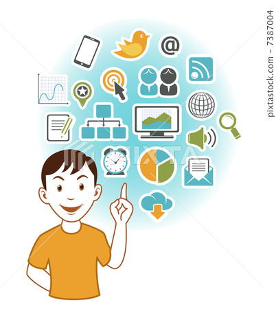 Man with SEO icons 7387004