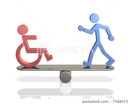 Abstract 3DCG illustration showing the rights of healthy people and handicapped people 7388473