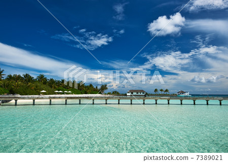 Beautiful beach with jetty 7389021