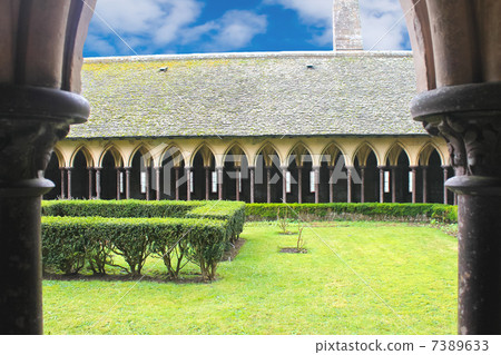The monastery garden in the abbey of Mont Saint Michel. Normandy The monastery garden in the abbey of Mont Saint Michel. Normandy 7389633