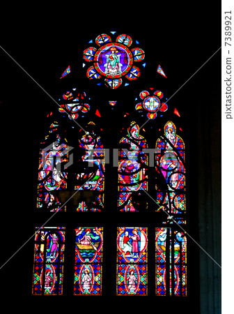 Stained glass in the cathedral in Bayeux. Normandy. France 7389921