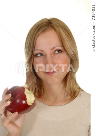 young woman with apple young woman with apple 7394031
