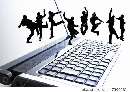 Laptop computer and person silhouette 7399681