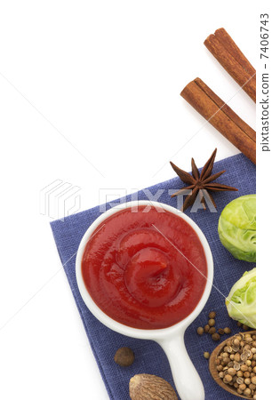 food ingredients and spices isolated on white background 7406743
