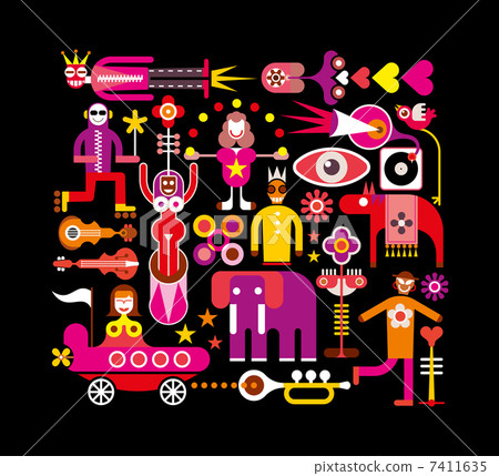 Circus - vector illustration on black - Stock Illustration [7411635 ...