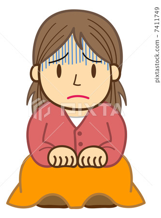 A woman squatting (worried) 7411749