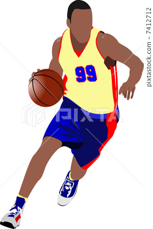 Basketball players. Colored Vector illustration for designers 7412712