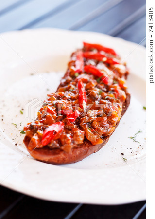 toast with roasted vegetables toast with roasted vegetables 7413405