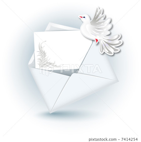 Open envelope and  dove 7414254