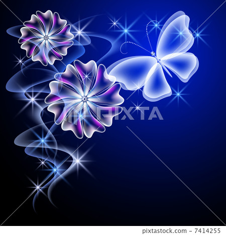 Glowing flowers and butterfly Glowing flowers and butterfly 7414255