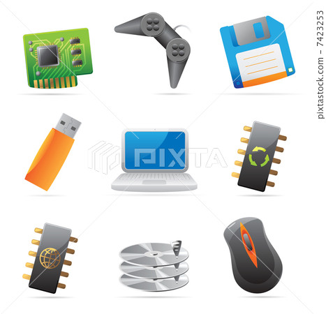 Icons for computer and computer parts-插圖素材 [7423253] - PIXTA圖庫