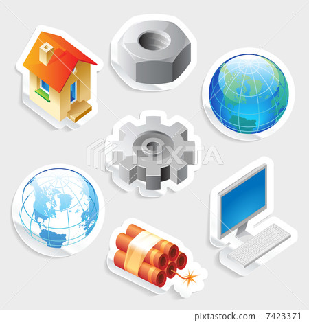 Sticker icon set for industry and technology 7423371