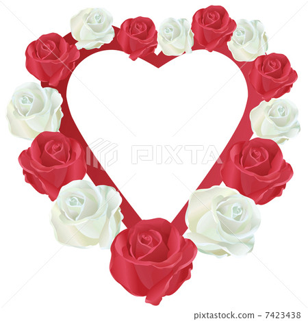 Heart with white and red roses 7423438