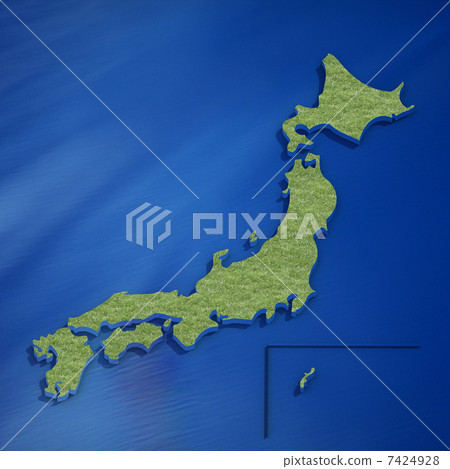 日本地圖3D（草坪，水面） 7424928