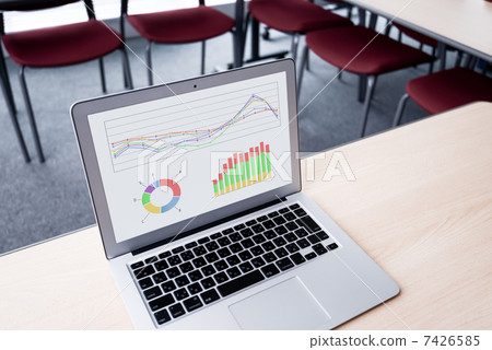 Laptop computer displaying data Laptop computer displaying data 7426585