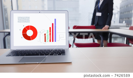 Laptop computer displaying data Laptop computer displaying data 7426589