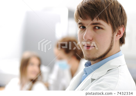 Inside the modern lab of university hospital, young confidental successful doctors and scientists 7432334