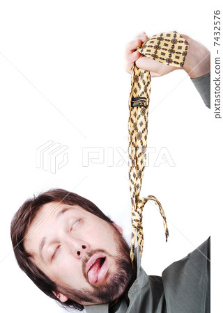 Man is trying to hang up himself Man is trying to hang up himself 7432576
