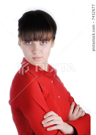 Portrait of a beautiful teenage girl isolated on white background 7432677