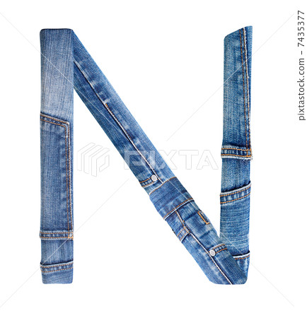 Jeans alphabet on white  letter N 7435377