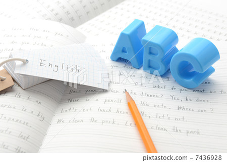 English educational image - alphabet toy on the note English educational image - alphabet toy on the note 7436928