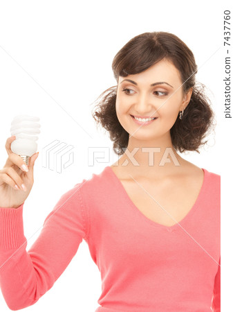woman holding energy saving bulb woman holding energy saving bulb 7437760