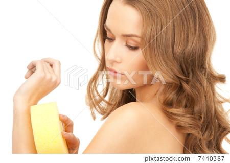 beautiful woman with sponge beautiful woman with sponge 7440387