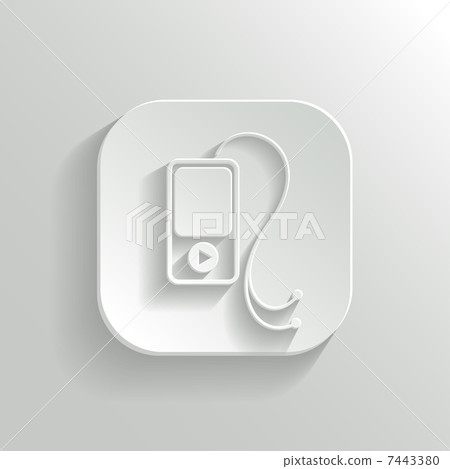 MP3 player icon - vector white app button 7443380