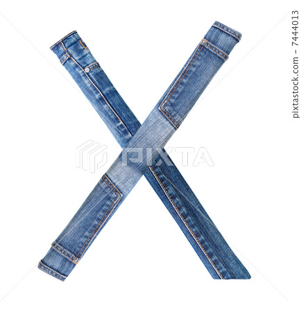 Jeans alphabet on white letter X Jeans alphabet on white letter X 7444013