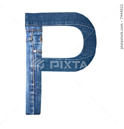 Jeans alphabet on white  letter P 7444022