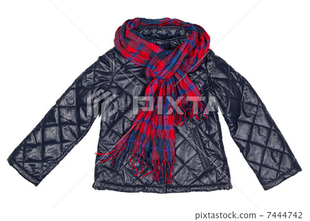 stylish jacket and plaid scarf 7444742