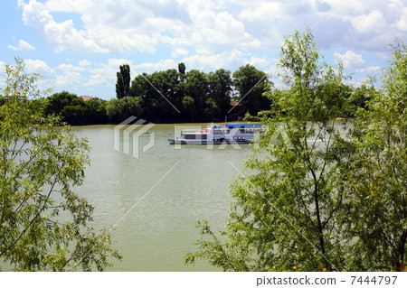 Pleasure boat on the river. 7444797