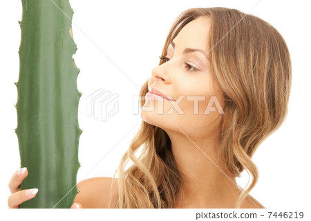 lovely woman with aloe vera 7446219