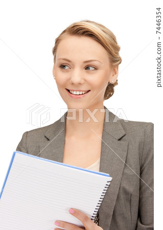 happy woman with big notepad happy woman with big notepad 7446354