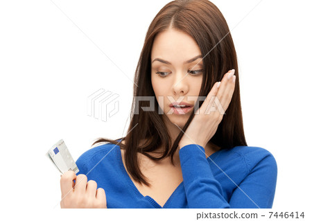 unhappy woman with euro cash money 7446414