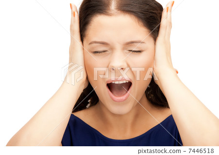 woman with hands on ears woman with hands on ears 7446518